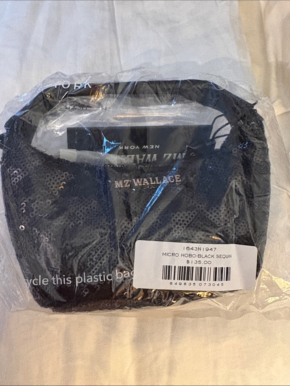MZ Wallace Micro Hobo Black Sequin NWT $135 original retail